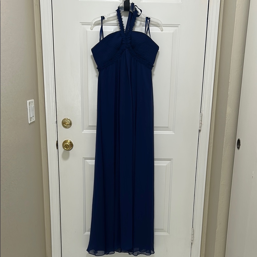 BCBG MAXAZRIA- size 10- NWT! Chic Navy Blue Halter Maxi Dress